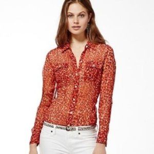 Lucky Brand Jane Mayan Cheetah Print Button Down
